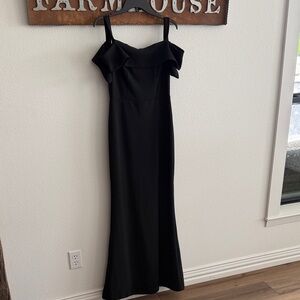 MARINA Black Off-Shoulder Maxi Dress